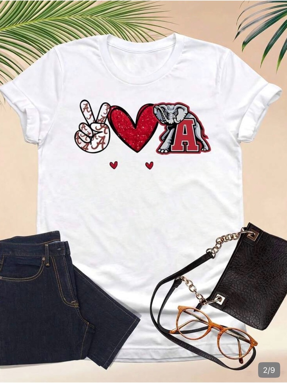 White Women's Graphic Tee with Red Heart and Letter A